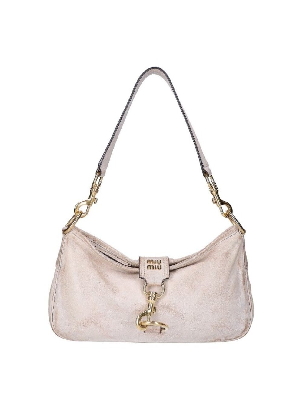 Miu Miu Vintage Processed Leather Snap Hook Shoulder Bag